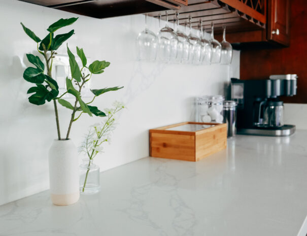 the coffee station in the kitchen of the Murray House in San Diego